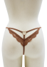 String taupe en dentelle avec bijou cœur doré