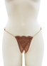 String en dentelle taupe ouvert avec chaînes dorées