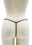 String en dentelle taupe ouvert avec chaînes dorées