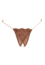 String en dentelle taupe ouvert avec chaînes dorées