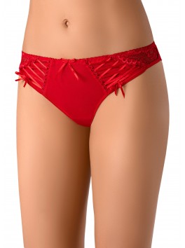 Grossiste lingerie String brésilien rouge et laçage discret