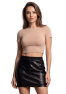 Jupe courte simili cuir noir Paula