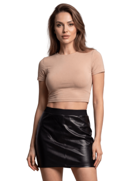Jupe courte simili cuir noir Paula