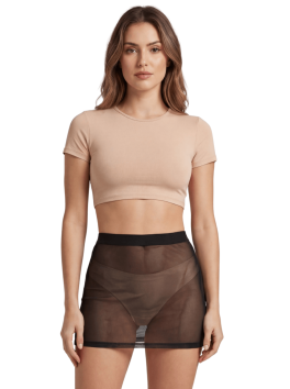 Jupe noire en résille transparente Maya