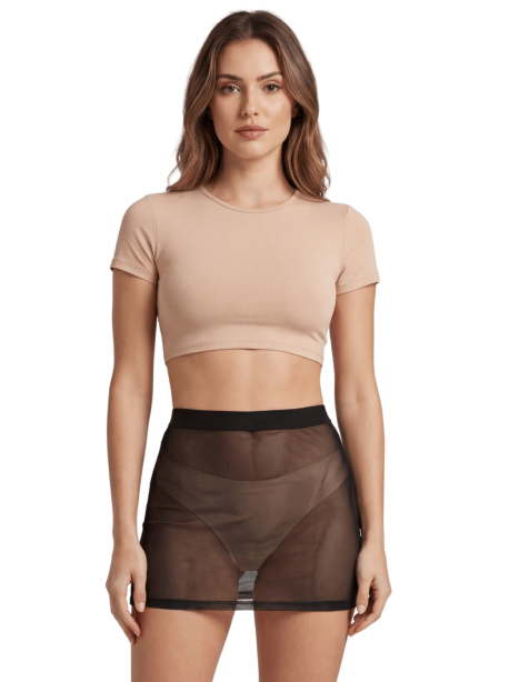 Jupe noire en résille transparente Maya