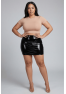 Jupe noire en simili cuir avec zip Lara