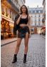 Jupe courte noire Elena fendue sur le côté