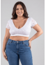 Top sexy court blanc bi matière réversible