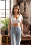Top sexy court blanc bi matière réversible