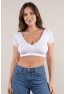 Top sexy court blanc bi matière réversible