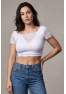 Top sexy court blanc bi matière réversible