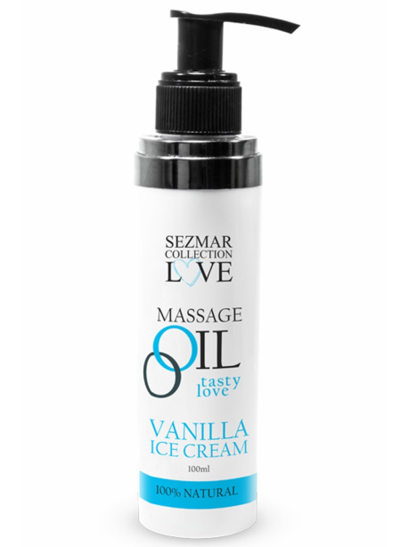 Huile de massage comestible Vanille glacée 100ml 100% naturelle 
