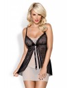 Grossiste Obsessive Nuisette 811 beige doublée de dentelle noire avec string