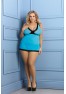 Nuisette turquoise transparente pour un soir d'été fournisseur Anais apparel Lingerie femme ronde