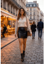 Jupe noire en simili cuir mat Sifia