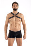 Harnais homme simili cuir larges sangles avec anneaux 
