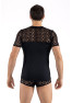 T-shirt noir résille brodée Shinny 
