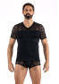 T-shirt noir résille brodée Shinny 