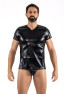 T-Shirt noir Black Desire en simili cuir 
