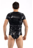 T-Shirt noir Black Desire en simili cuir 