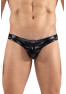 Slip noir Black Desire en simili cuir 