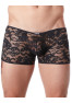 Boxer noir en fine dentelle avec légère transparence