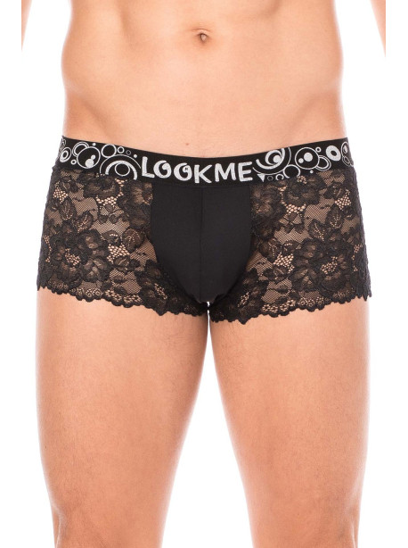 Boxer noir en dentelle délicate 