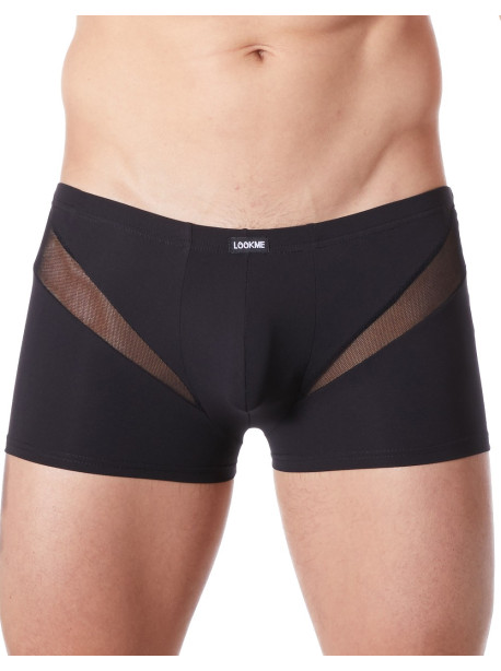Boxer noir sexy avec fine résille en V
