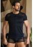 T-shirt noir rayé opaque et transparent 
