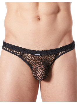 String noir sexy filet irrégulier fétichiste 