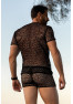 T-shirt noir sexy filet irrégulier fétichiste 