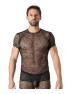 T-shirt noir sexy filet irrégulier fétichiste 