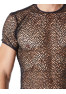 T-shirt noir sexy filet irrégulier fétichiste 