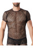 T-shirt noir sexy filet irrégulier fétichiste 