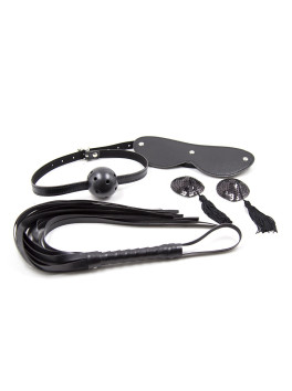 Ensemble Bondage noir - 4 pièces 