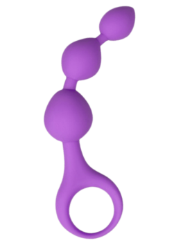 Chapelet anal 3 boules violet silicone 15 cm Pocket Pleasure 1 dosette lubrifiant