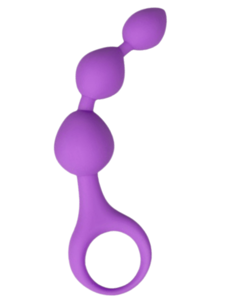 Chapelet anal 3 boules violet silicone 15 cm Pocket Pleasure 1 dosette lubrifiant