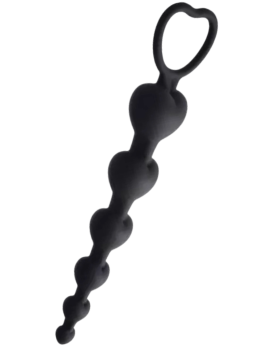 Chapelet Anal Cœur Silicone Noir 1 dosette de lubrifiant — Pocket Pleasure