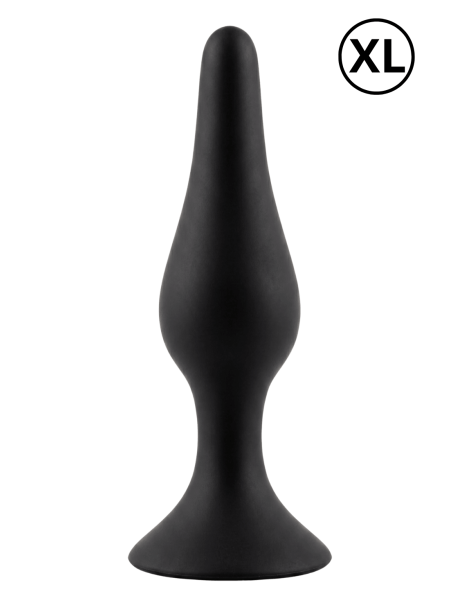 Plug Anal Noir en Silicone XL avec Ventouse Taille XL 15 cm Pocket Pleasure 1 dosette de lubrifiant