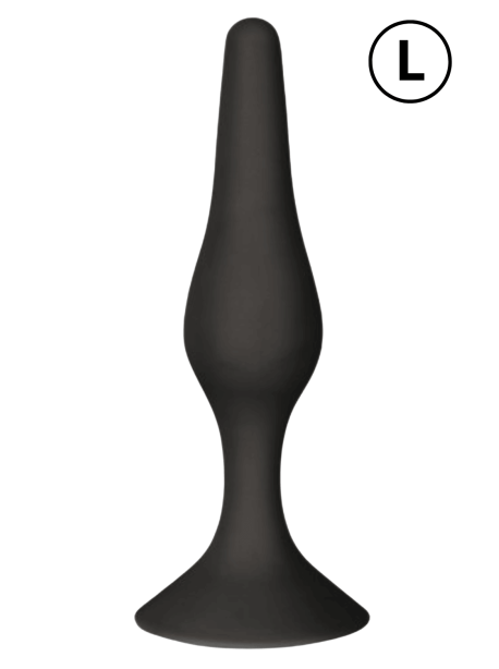 Plug Anal Noir en Silicone L avec Ventouse Taille L 12,7 cm Pocket Pleasure 1 dosette de lubrifiant