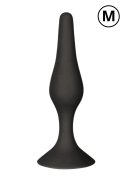 Plug Anal Noir en Silicone M avec Ventouse Taille M 11,3 cm Pocket Pleasure 1 dosette de lubrifiant