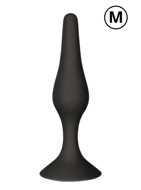 Plug Anal Noir en Silicone M avec Ventouse Taille M 11,3 cm Pocket Pleasure 1 dosette de lubrifiant