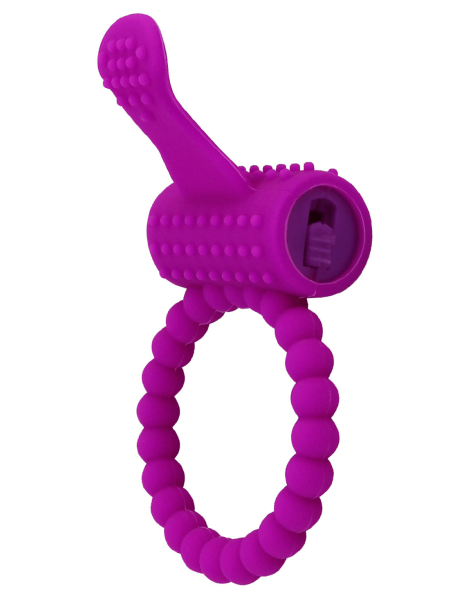 Anneau violet vibrant silicone avec langue picot Pocket Pleasure 1 dosette de lubrifiant