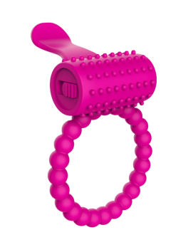Anneau rose vibrant silicone avec langue picot Pocket Pleasure 1 dosette de lubrifiant