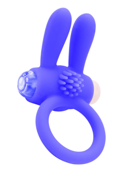 Anneau Vibrant Rabbit Bleu Silicone 1 dosette de lubrifiant — Pocket Pleasure