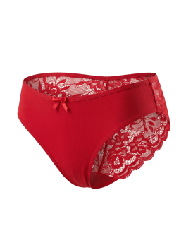 Culotte rouge en dentelle avec nœud en satin