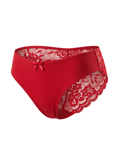 Culotte rouge en dentelle avec nœud en satin