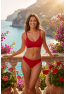 Culotte rouge en dentelle avec nœud en satin