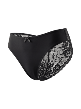 Culotte noire en dentelle avec nœud en satin