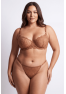 String taupe en dentelle avec bijou cœur doré